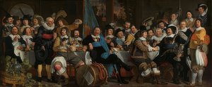 Posiłek karabinowy z okazji pokoju w Munster. 1648 autorstwa Bartholomeus van der Helst