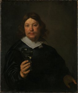 Norweski Bokmål:  Mann med rhinskvinglass Mężczyzna trzymający kieliszek wina autorstwa Bartholomeus van der Helst