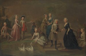 Uvedale Tomkyns Cena 1685-1764 i członkowie jego rodziny, prawdopodobnie początek lat 30. XVIII wieku.