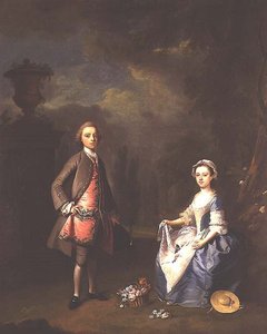 Edward Harley, 4. hrabia Oksfordu, i jego siostra Sarah, c.1737 autorstwa Bartholomew Dandrige
