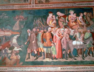 Fresk Izraelitów przekraczających Morze Czerwone, XIV w.