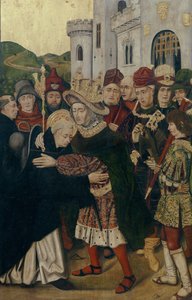 Król Ferdynand I z Kastylii powitał św. Dominika z Silosu, 1478-1480