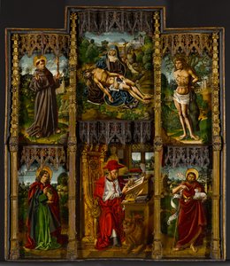 Ołtarz przenośny: Pieta, św. Franciszek, Sebastian, Jan Ewangelista, Hieronim i Jan Chrzciciel, ok. 1500