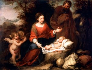Spoczywaj w ucieczce do Egiptu, c1665 autorstwa Bartolomé Esteban Murillo