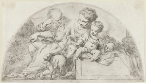 Święta Rodzina z młodym Janem Chrzcicielem autorstwa Bartolomeo Biscaino