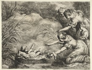 Mojżesz ocalony od Nilu autorstwa Bartolomeo Biscaino