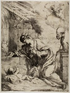 Dziewica adorująca Dzieciątko Jezus autorstwa Bartolomeo Biscaino