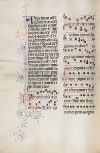 Mszał: Fl. 111v, zawiera muzykę w ramach liturgii Niedzieli Palmowej, 1469. autorstwa Bartolomeo Caporali