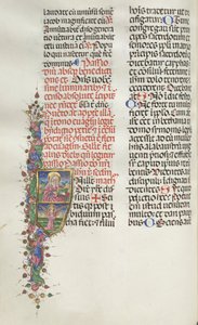 Mszał: Fl. 116: Św. Mateusz z Aniołem, 1469. autorstwa Bartolomeo Caporali