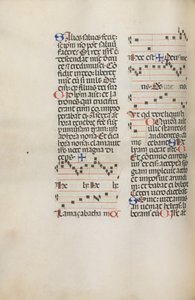Mszał: Fl. 121v: zawiera muzykę dla Hely Hely Lamy itp. w ramach Pasji wg św. Mateusza, 1469. autorstwa Bartolomeo Caporali