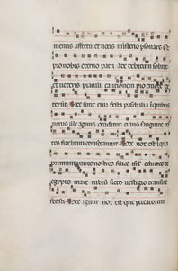 Mszał: Fl. 154v: Muzyka dla Exultet, 1469 autorstwa Bartolomeo Caporali