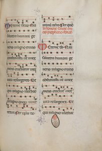Mszał: Fl. 182: Muzyka do różnych modlitw zwyczajnych, 1469. autorstwa Bartolomeo Caporali
