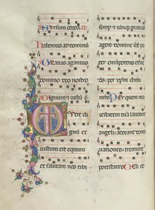 Mszał: Fl. 183v: Krzyż, Liście, 1469. autorstwa Bartolomeo Caporali