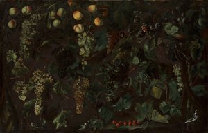 Winogrona i owoce, z trzema pliszkami, ca. 1615-18.
