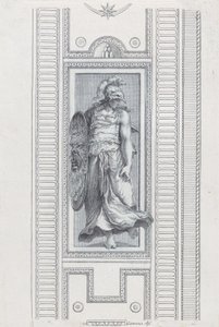 Tablica 15: mitologiczna postać w hełmie i trzymająca tarczę, 1756
