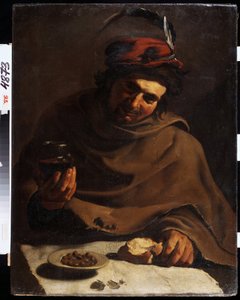 Śniadanie (śniadanie). Obraz Bartolomeo Manfrediego (1587-1622). Olej na płótnie. Sztuka włoska, styl barokowy. Państwowe Muzeum Sztuki, Charków lub Charków, Ukraina. autorstwa Bartolomeo Manfredi