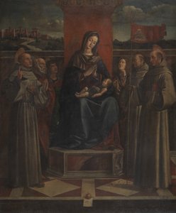 Dziewica z Dzieciątkiem na tronie z sześcioma świętymi, ok. 1500 autorstwa Bartolomeo Montagna