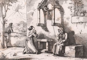 Córka modląca się do Madonny za chorą matkę, akwaforta Bartolomeo Pinelli (Rzym autorstwa Bartolomeo Pinelli