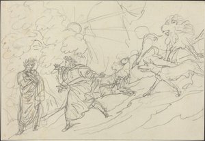 Dante ucieka przed dzikimi bestiami i spotyka Virgil autorstwa Bartolomeo Pinelli