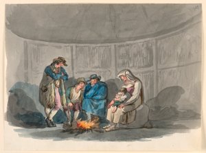 Rysunek Rodzina pasterzy nocą, 1807-08 autorstwa Bartolomeo Pinelli