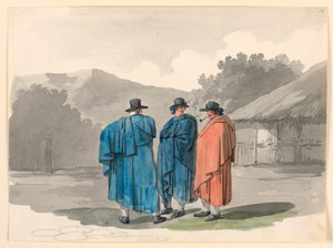 Rysunek Grupa trzech chłopów w wiosce, 1807-08 autorstwa Bartolomeo Pinelli