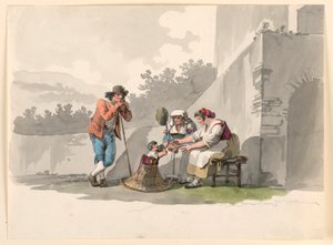Rysunek przedstawiający chłopską rodzinę w Kampanii, 1807-08 autorstwa Bartolomeo Pinelli