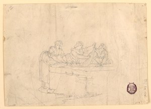 Rysunek przedstawiający trzy piorące kobiety, 1800-25 autorstwa Bartolomeo Pinelli