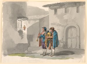 „Pifferari”, dwóch dudziarzy z Abruzzi w Rzymie autorstwa Bartolomeo Pinelli