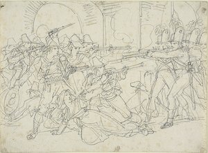 Studium wydarzeń z życia włoskiego bandyty Massaroniego autorstwa Bartolomeo Pinelli