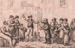 Taniec niedźwiedzia w Rzymie, akwaforta Bartolomeo Pinelli (Rzym autorstwa Bartolomeo Pinelli