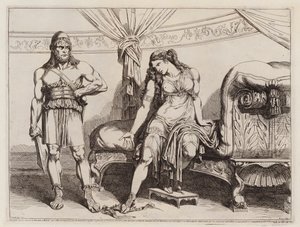 Eunuch Bachyd wysłany przez Mitrydatesa VI z Pontu do jego żony Monime (akwaforta) autorstwa Bartolomeo Pinelli