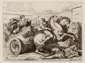 Tullia jadąca nad martwym ciałem ojca (akwaforta) autorstwa Bartolomeo Pinelli