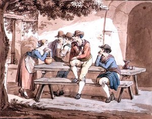 Pod Pergolą (akwarela na ołówku na papierze) autorstwa Bartolomeo Pinelli