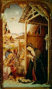 Szopka, centralny panel z poliptyku conversano, 1475 (tempera na płycie)