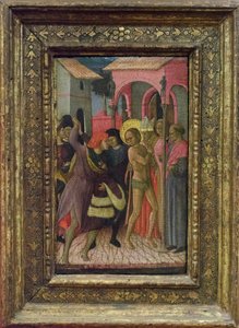 Franciszek rozbiera się i wyrzeka majątku swojego ojca Pietro di Bernardone. autorstwa Bartolomeo di Tommaso da Foligno