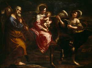 Ucieczka do Egiptu (olej na płótnie) autorstwa Bartolommeo Biscaino