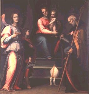 Madonna z Dzieciątkiem ze świętymi Augustynem, Tobiaszem i Archaniołem Rafałem autorstwa Bartolommeo Sogliani
