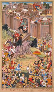 Oblężenie Arbeli w epoce Hulagu-chana, strona z Czyngiz-nama (Księga Czyngiz-chana) z Jami al-tawarikh (Kompendium Kronik) Raszida al-Dina (perski, 1247-1318) autorstwa Basavana