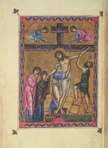 Zejście z krzyża, fol. 8b z MS Egerton 1139, Psałterz królowej Melisendy, Jerozolima autorstwa Basilius Basilius