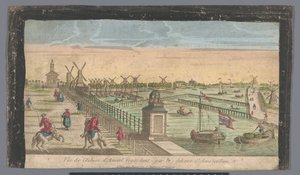 Widok Hogesluis w kierunku Buiten-Amstel, Amsteldijk i młynów w Zaagmolensloot w Amsterdamie Vue de l