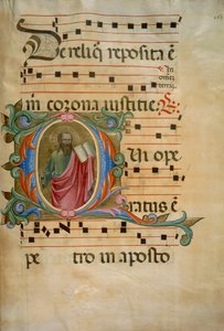 Iluminowany inicjał z postacią św. Pawła (Corale 8, ok. 163), do księgi 8 chóru Santa Maria degli Angeli autorstwa Batrolomeo di Fruosino