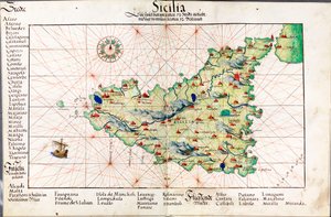 Mapa Sycylii autorstwa Battista Agnese