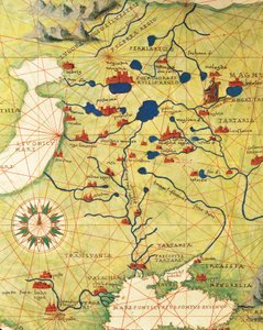 Europa Wschodnia i Azja Środkowa: Transylwania i Rosja, z Atlasu Świata w trzydziestu trzech mapach, autorstwa Battisty Agnese autorstwa Battista Agnese