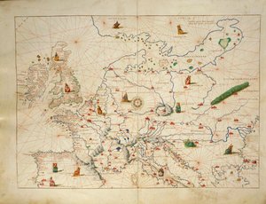 Europa, z Atlasu Świata w trzydziestu trzech mapach, autorstwa Battisty Agnese autorstwa Battista Agnese