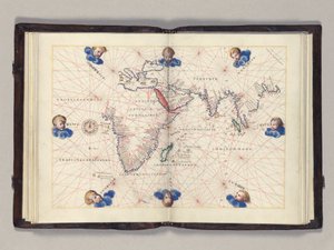 Fos. 11v-12r Wykres 3: Ocean Indyjski, atlas świata Portolan, Wenecja, ok. 1542-46 autorstwa Battista Agnese