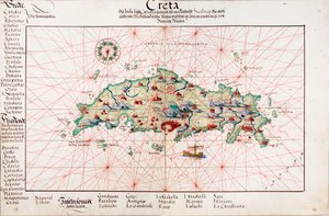 Mapa Krety 1554 autorstwa Battista Agnese