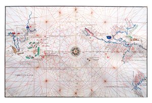 Mapa nawigacyjna przedstawiająca Chiny, Cejlon i Filipiny oraz Zwrotniki Raka i Koziorożca, ok. 1540 autorstwa Battista Agnese