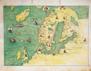 Europa Północna, z Atlasu Świata w trzydziestu trzech mapach, autorstwa Battisty Agnese autorstwa Battista Agnese
