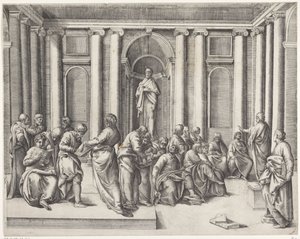 Chrystus wśród uczonych w Piśmie w świątyni autorstwa Battista Franco