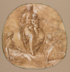 Dziewica z Dzieciątkiem ze św. Katarzyną Aleksandryjską i starszą świętą kobietą, c. 1545. autorstwa Battista Franco
